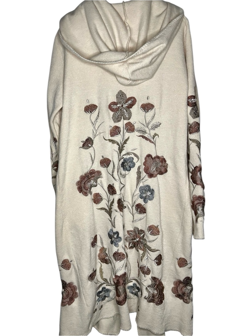 Johnny Was Biya Embroidered Floral Hooded Open Front Cardigan Medium - Picture 5 of 16